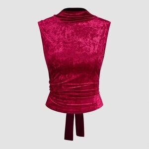 Cider Velvet Tie-Back Camisole in Raspberry size XS
